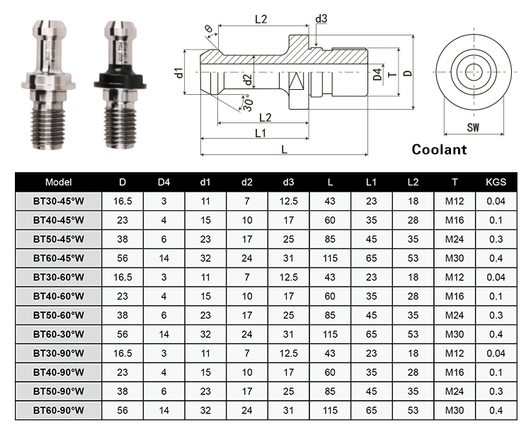 CNC Machine Tool Holder Accessories Bt Pull Stud 40cr Material Good Quality Good Price Coolant and Standard Type