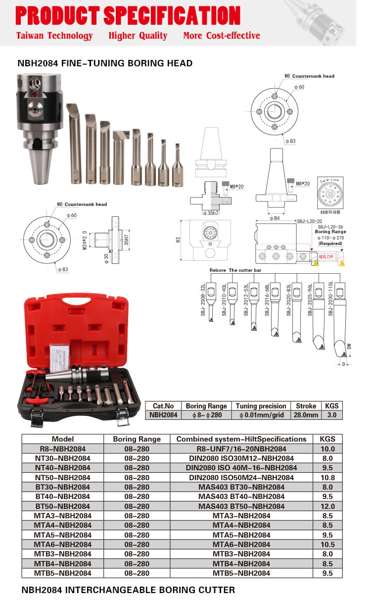 Factory Direct Supply Milling Machine Head Bt40 Boring Head Nbh2084 Micro Boring Head Set