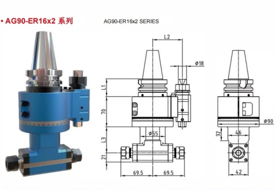 Cabeça de fresagem de ângulo reto de 90 graus para máquina de pórtico de perfuração Torno vertical Cabezal Angular